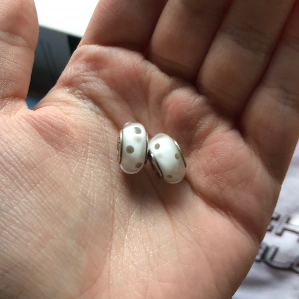 2 Pandora Spotted Murano Beads